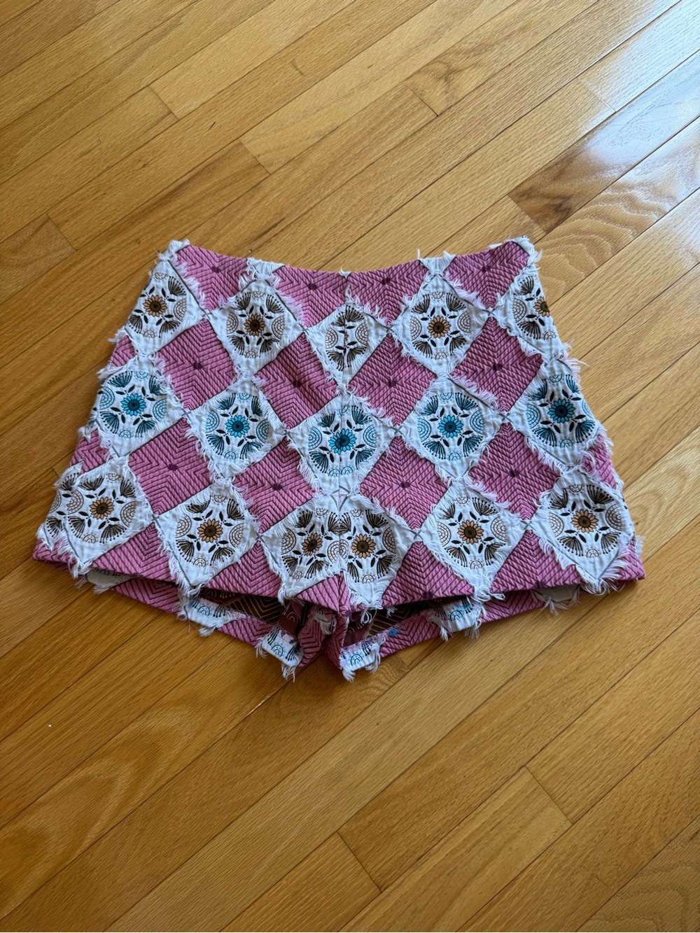 Anna Sui Pink Patchwork High-Waist Shorts